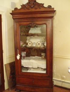 19th Century English Armoire with Glass Door and key (Mahogany)