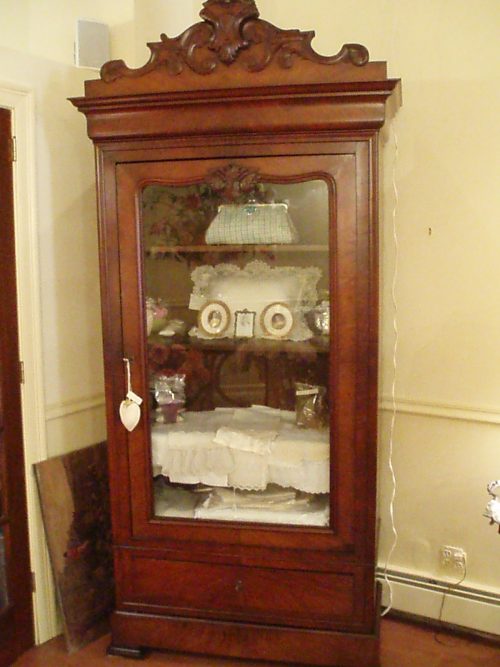 19th Century English Armoire with Glass Door and key (Mahogany)